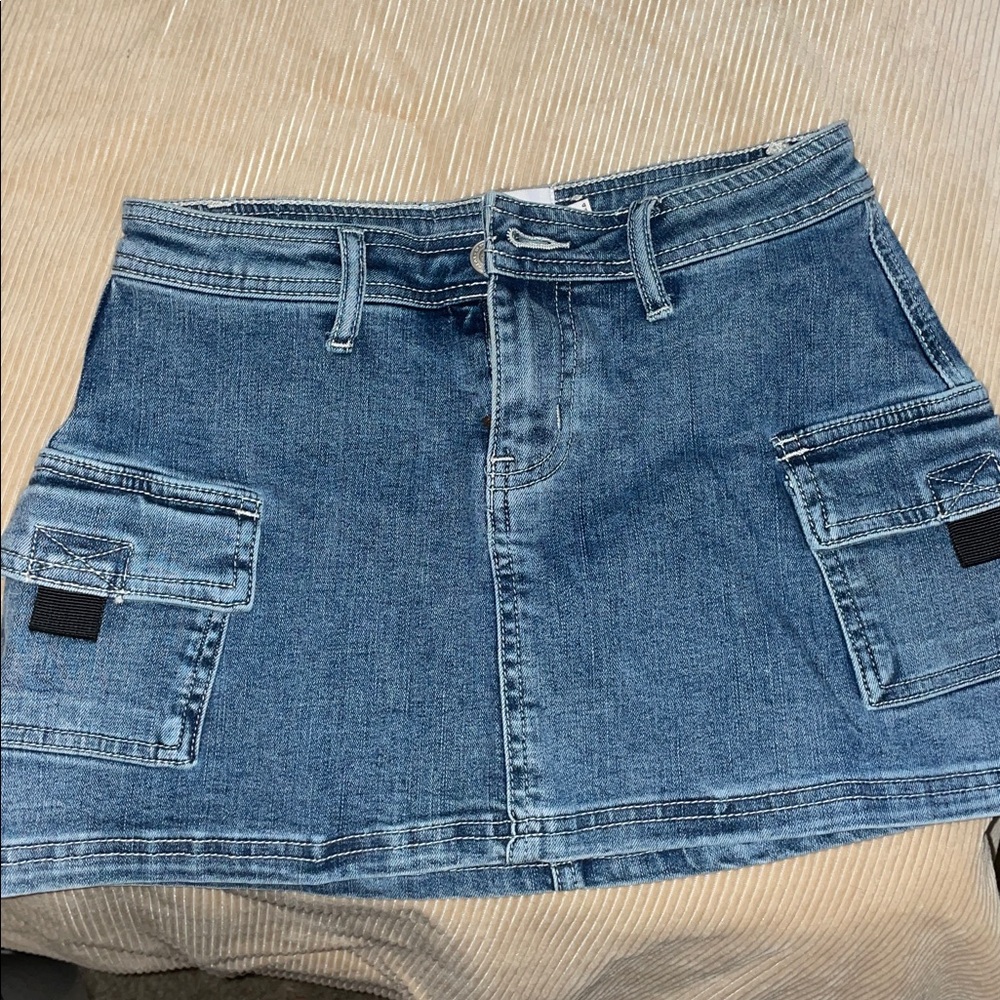 princess polly denim mini cargo skirt
